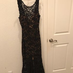 Formal dress- Slit in front- Black lace dress